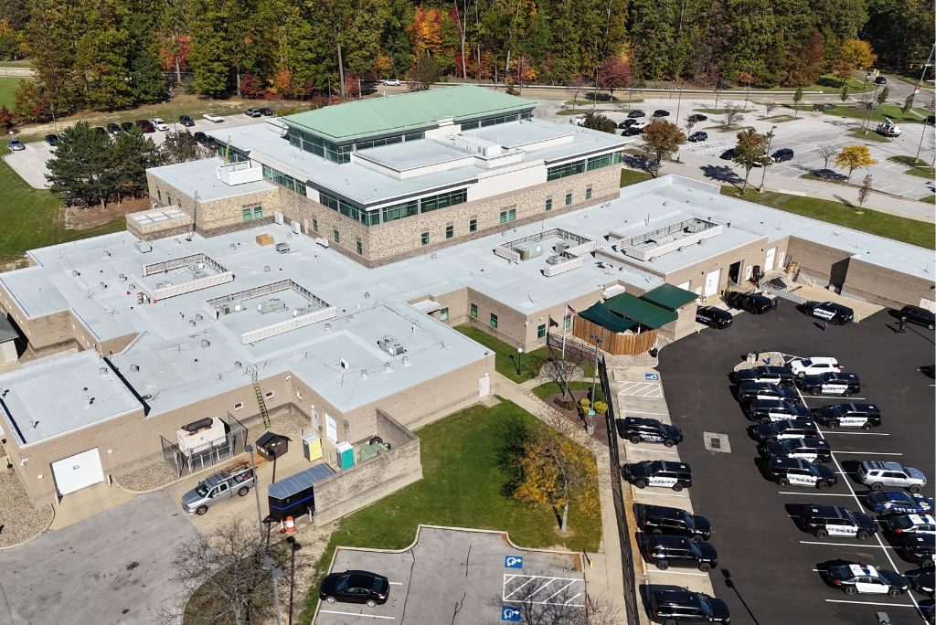 Finished spray foam roof installation at the Parma Police Station in Parma, Ohio