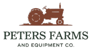Peters Farms and Equipment Co. logo with a brown tractor silhouette on white background