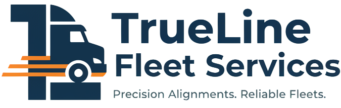 TrueLine Fleet Services logo with blue and orange truck icon and tagline “Precision Alignments. Reliable Fleets.”