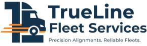 TrueLine Fleet Services logo with blue and orange truck icon and tagline “Precision Alignments. Reliable Fleets.”