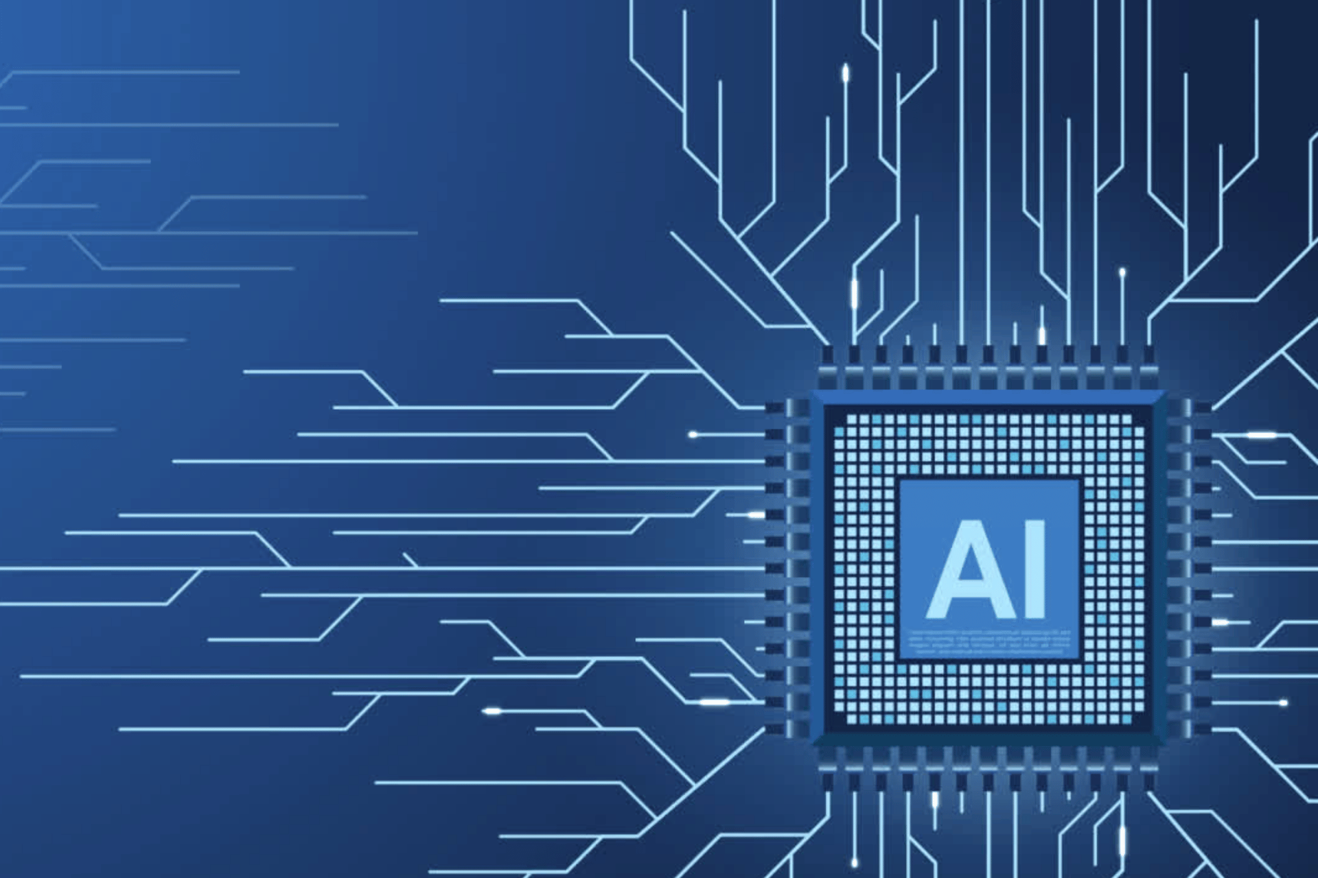 AI Circuit chip in royal Blue