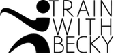 Train With Becky logo with a black running figure and black text on a white background