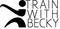 Train With Becky logo with a black running figure and black text on a white background