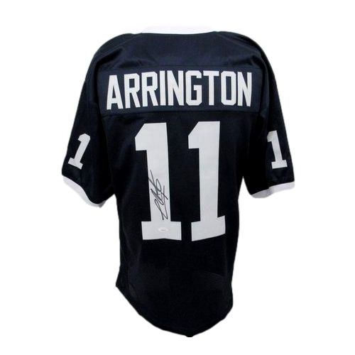 Black football jersey with white lettering