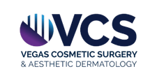 VCS logo for Vegas Cosmetic Surgery & Aesthetic Dermatology, navy and purple text and abstract icon