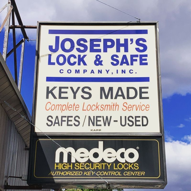 A sign for joseph 's lock and safe company