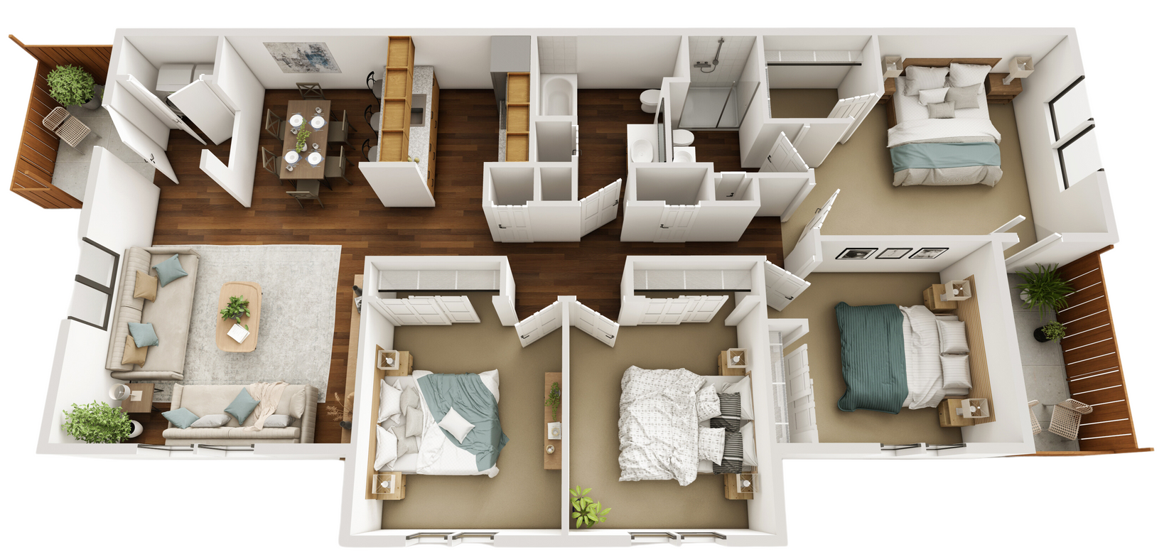 4 Bedroom, 2 Bath Floor Plan