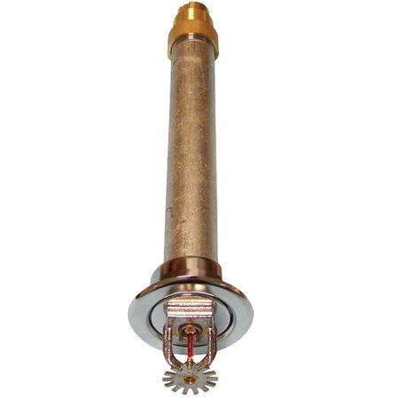 A close up of a fire sprinkler on a white background.