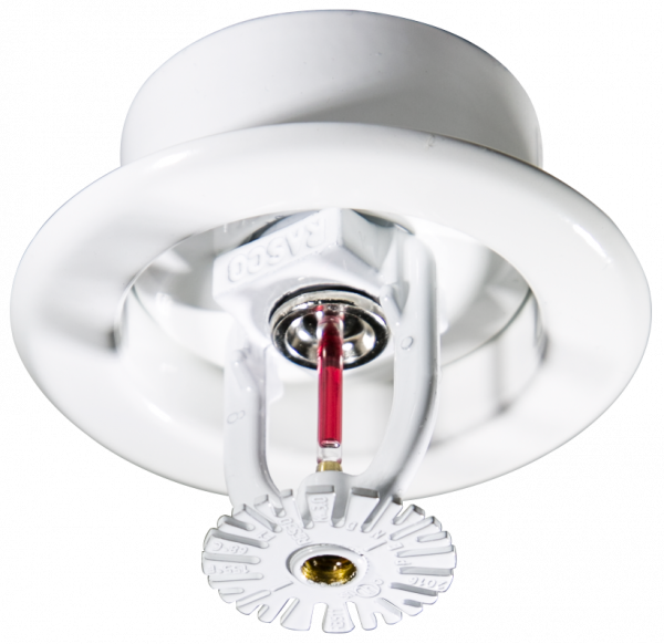 A close up of a fire sprinkler on a ceiling
