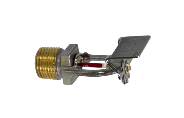 A close up of a fire sprinkler on a white background