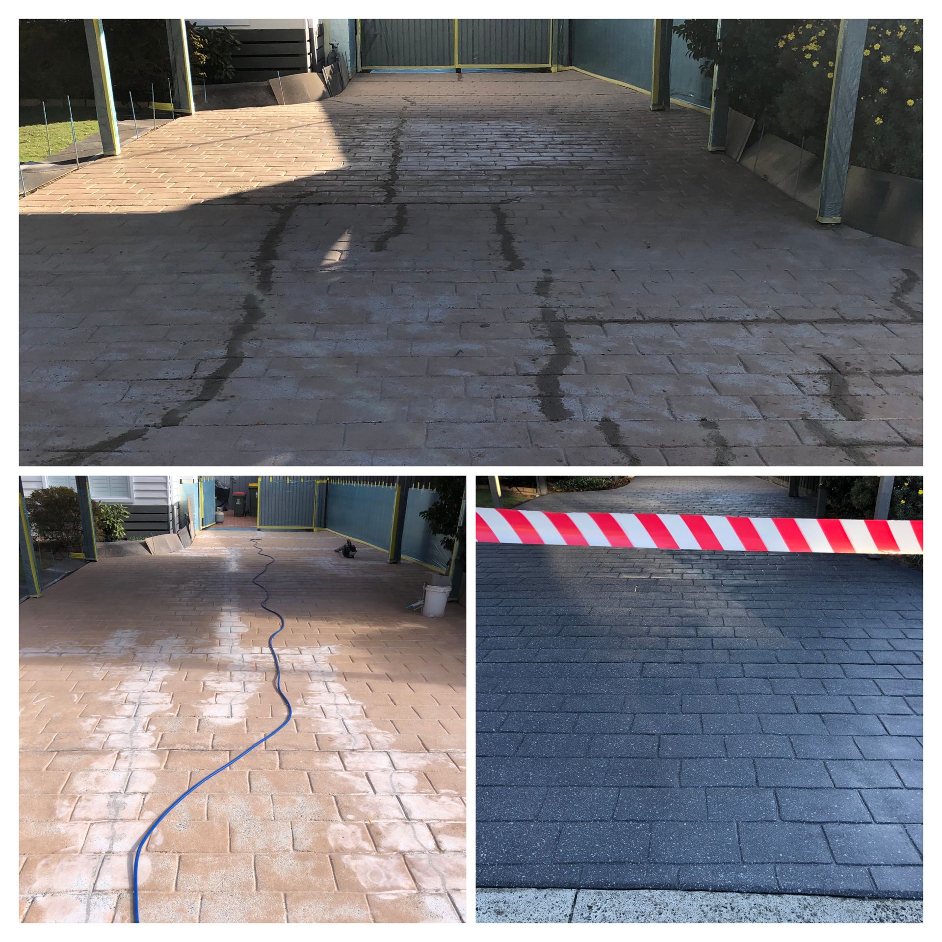 Expert crack repair and concrete resurfacing to restore a cobblestone-look driveway in Blackburn by Melbourne Concrete Sealing and Resurfacing – specialists in premium restoration services.