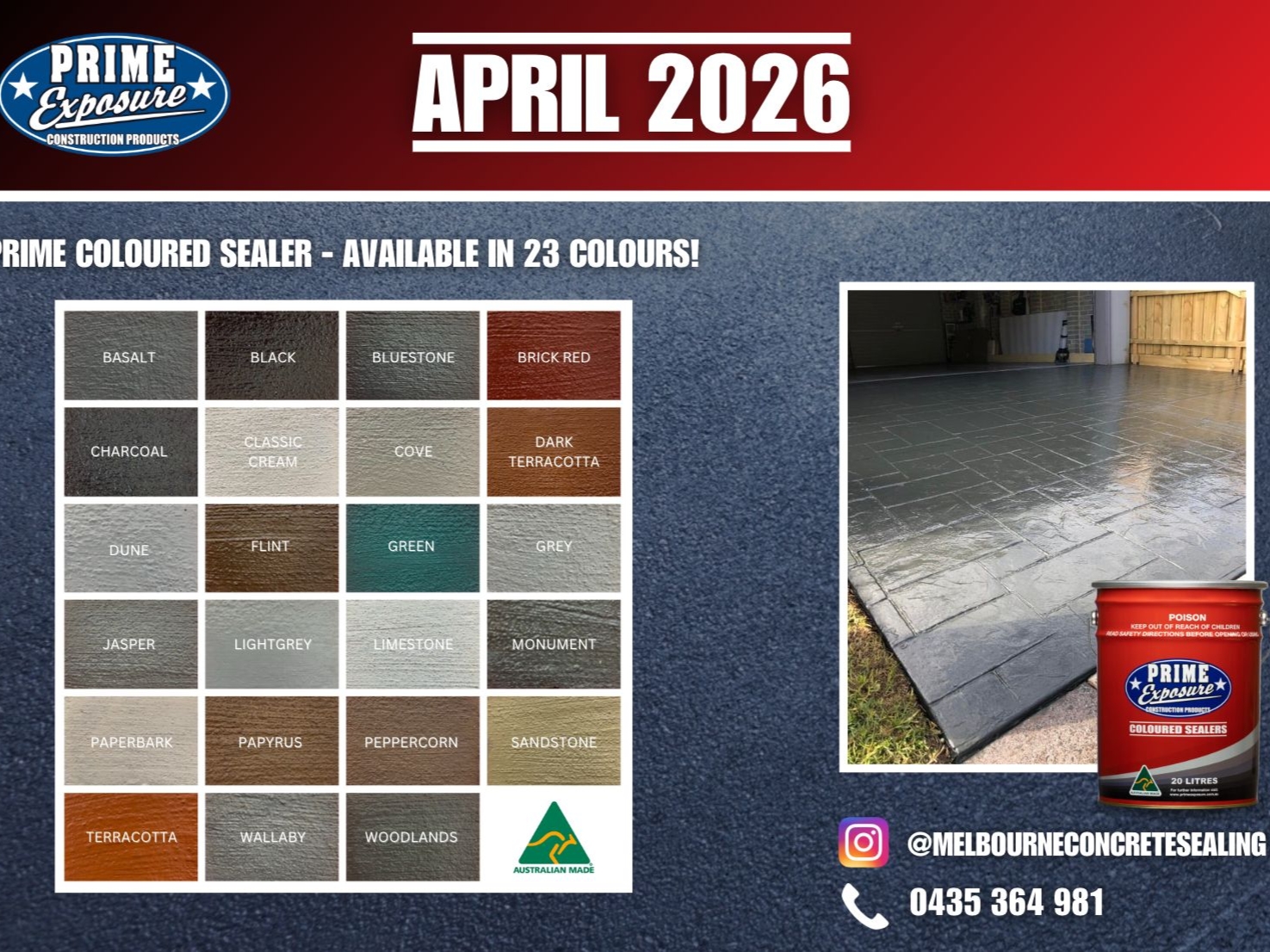 Melbourne Concrete Sealing - Driveway project in Dingley Village featured in the 2026 Prime Exposure National Calendar