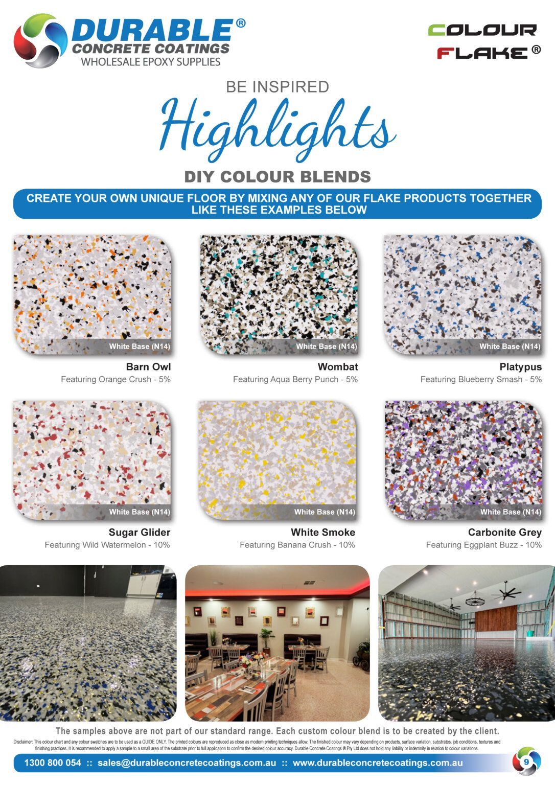 Melbourne Concrete Sealing - DCC Colour Flake Highlights DIY Colour Blends Swatch Chart Part 4