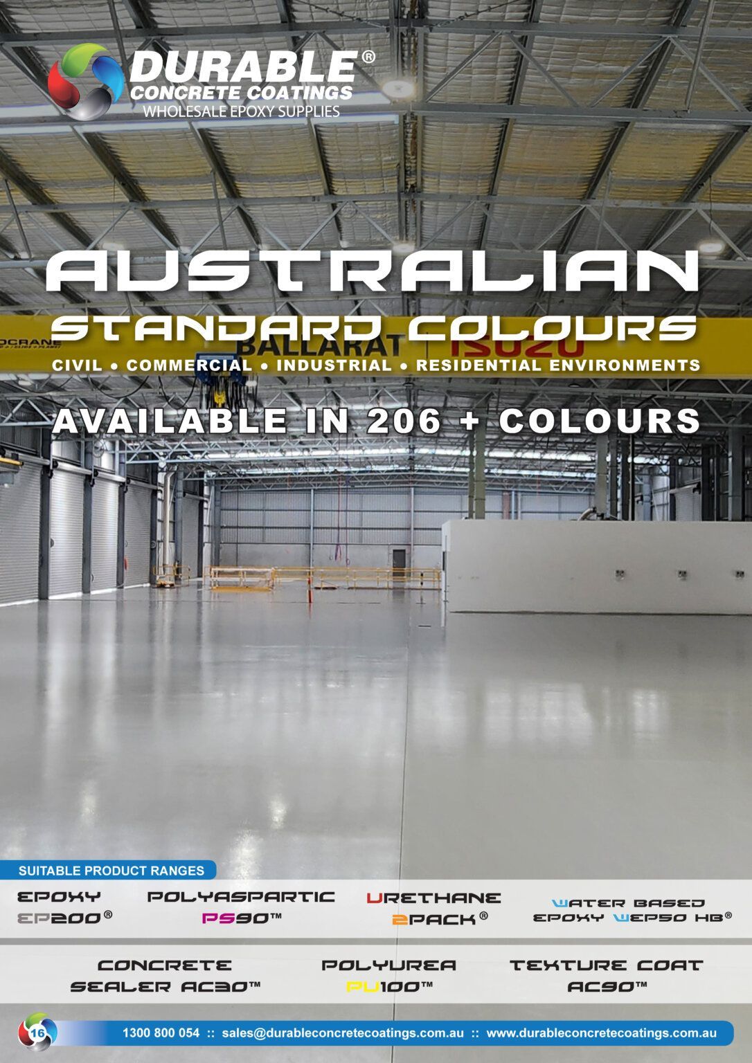Melbourne Concrete Sealing - DCC Durable Concrete Coatings Australian Standard Colours Brochure Cover