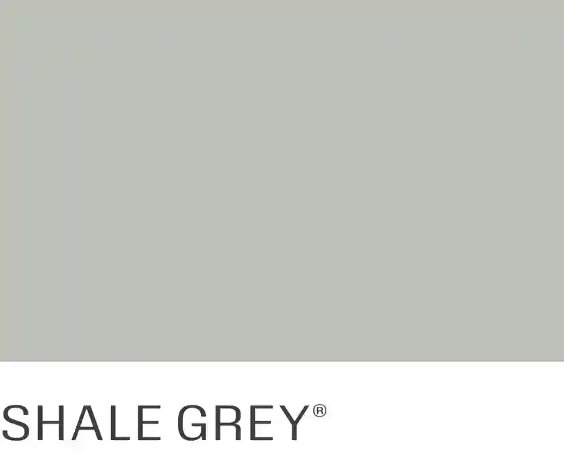 A swatch of shale grey paint on a white background.