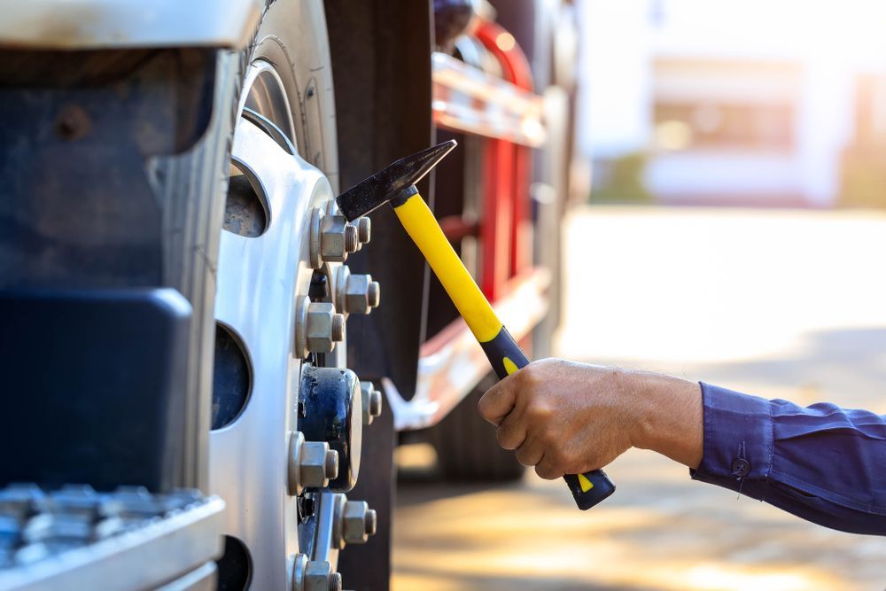 Hand Using a Yellow Tire Iron to Loosen Lug Nuts on A Truck — Ballina Tyrepro in Evans Head, NSW