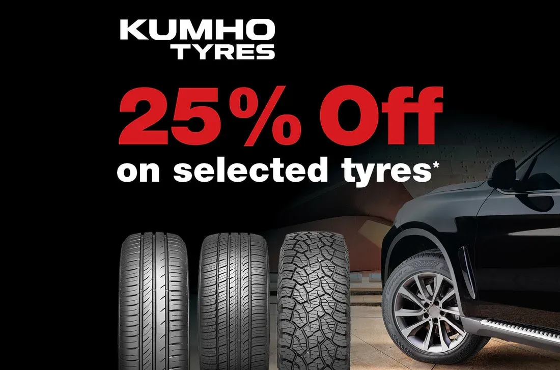 Kumho Tyres Ad with 25% Off on Selected Tyres — Ballina Tyrepro in Ballina, NSW