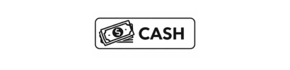 Cash button with a money icon inside a rounded rectangle