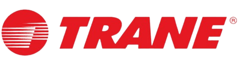 Trane logo in red text with a red circular emblem on a white background
