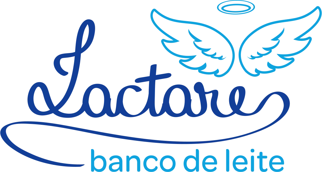 A logo for lactare banco de leite with an angel 's wings