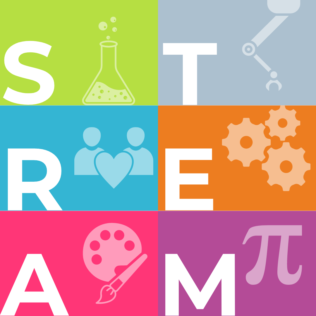 A colorful square with the letters s t r e a m on it