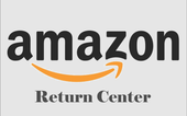Amazon Return Center logo in black and orange on a light gray background