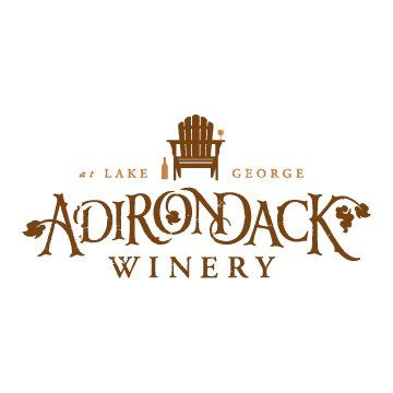 Adirondack Winery logo in brown with Adirondack chair and “At Lake George” text