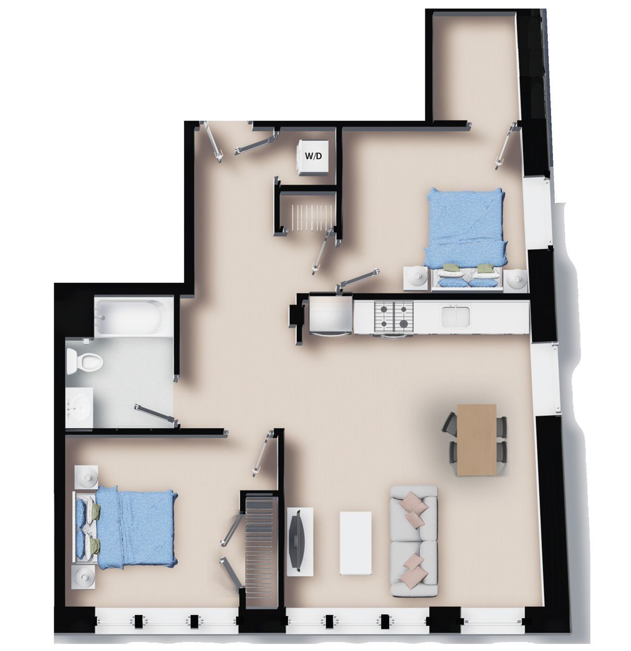 Unit 304-Two Bedroom- 841 SF