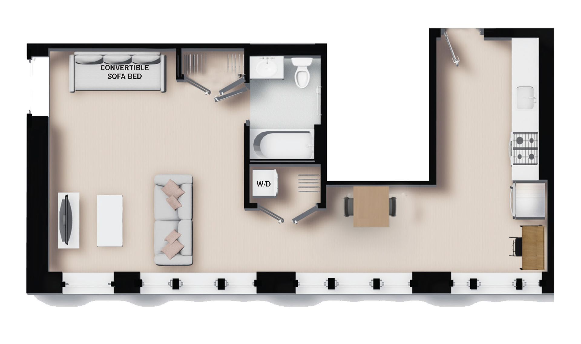 Unit 405- Studi- 598 SF