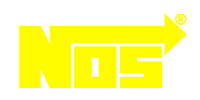 a yellow nos logo with an arrow pointing up on a white background .