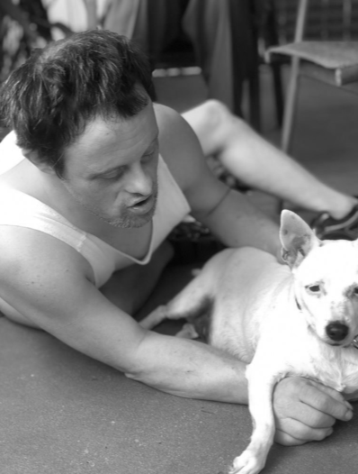 Male client sitting at a table
