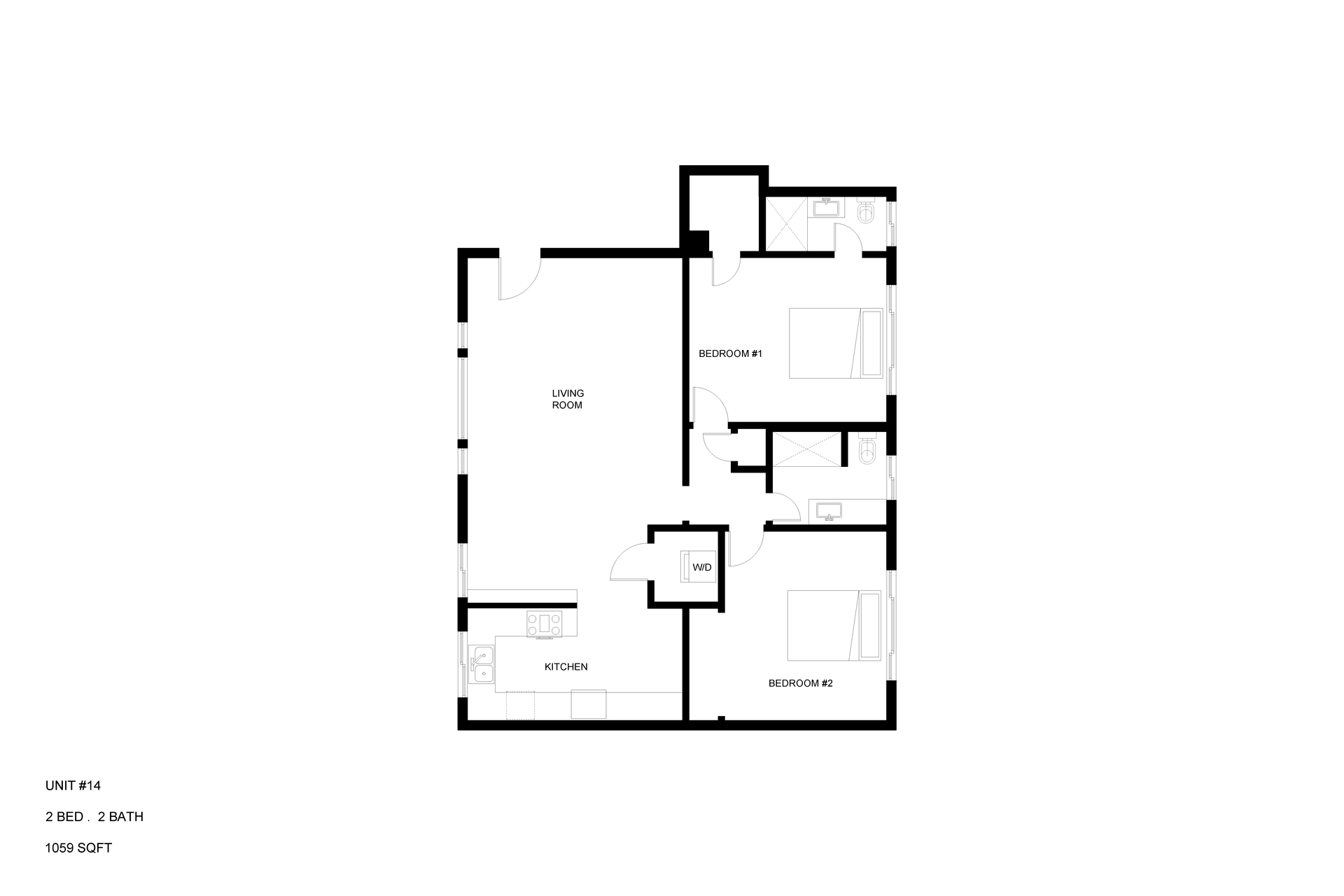 Floor Plan: Unit 14 2 bed 2 bath
