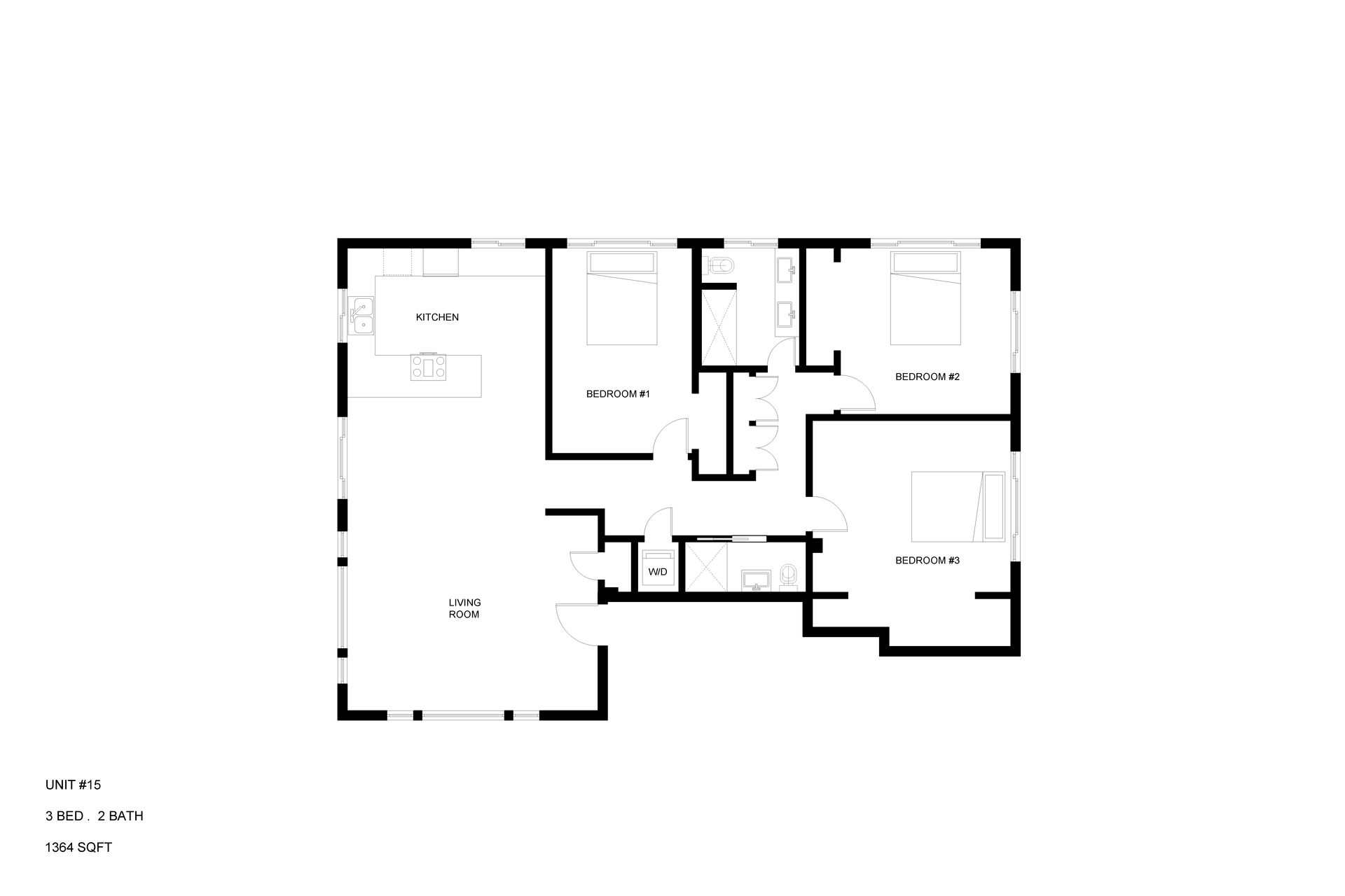 Floor Plan: Unit 15 3 bed 2 bath