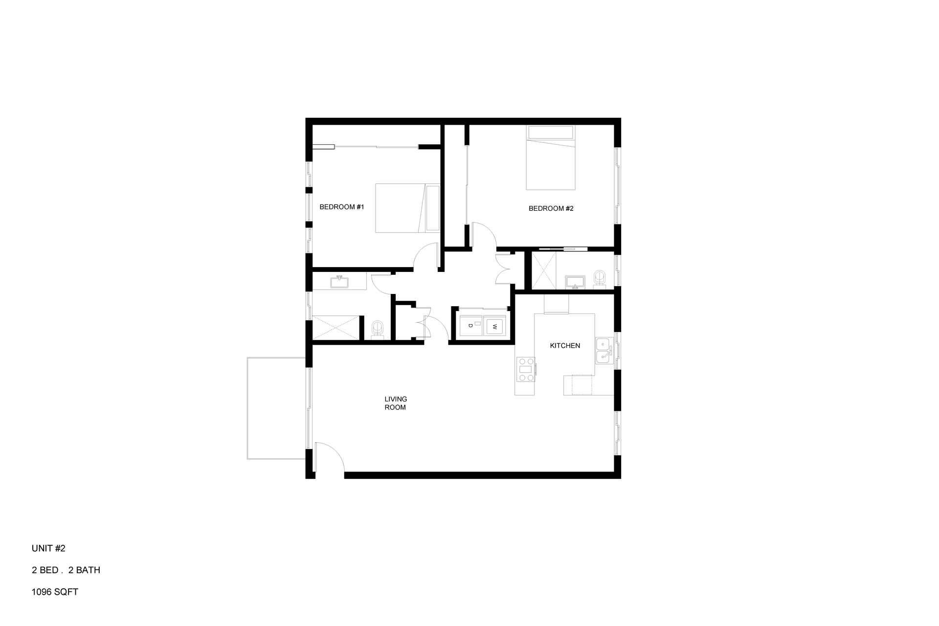 Floor Plan: Unit 2  2 bed 2 bath