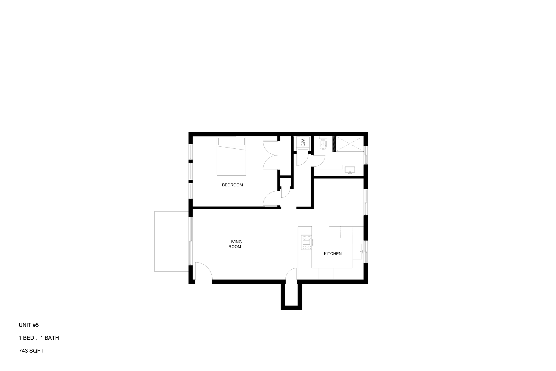 Floor Plan: Unit 5  1 bed 1 bath