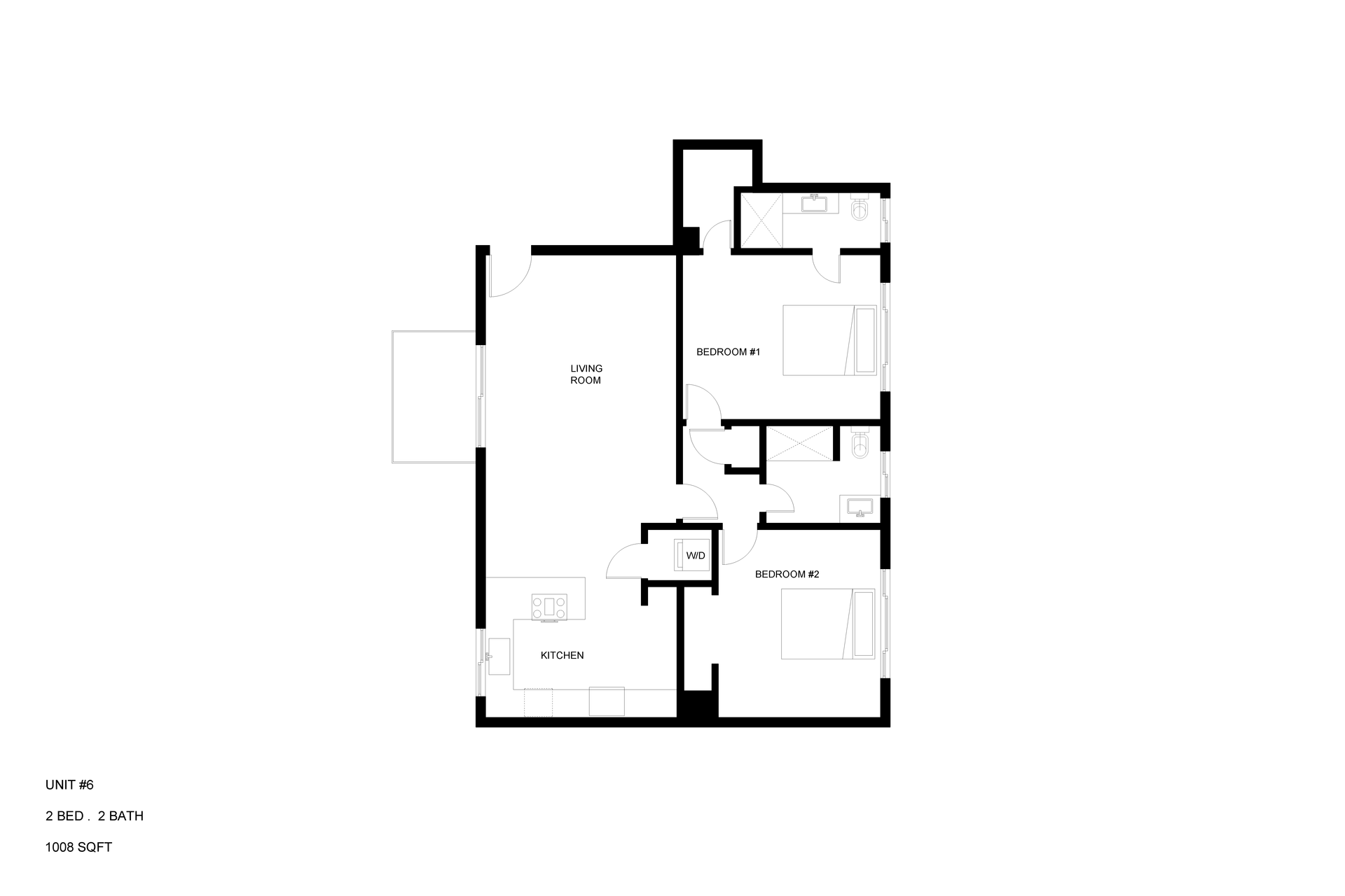 Floor Plan: Unit 6  2 bed 2 bath