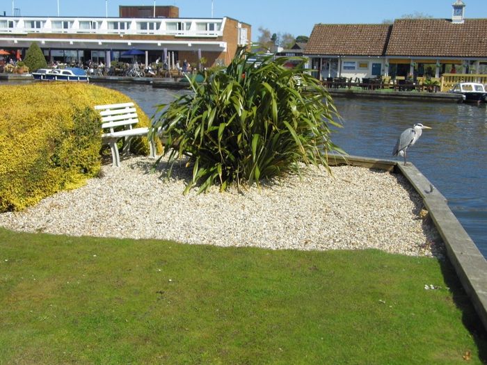 corner of mooring with quiet spot to sit at garden seat