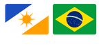 Uma bandeira azul e amarela ao lado de uma bandeira verde e amarela