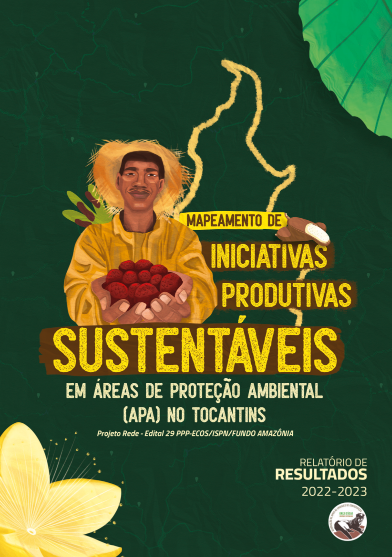 Um homem com um chapéu de palha segura um cacho de frutas sobre um fundo verde