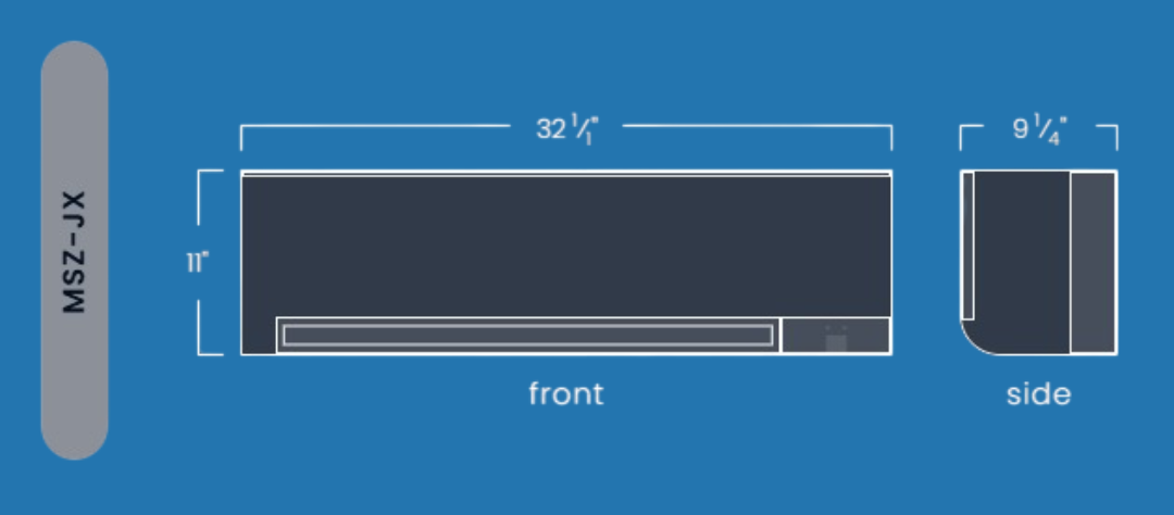 Diagram of a dark-colored rectangular object with dimensions labeled on a blue background.