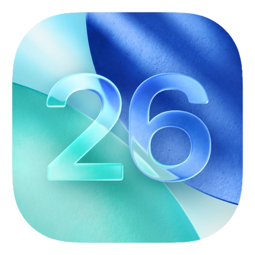 A blue green and yellow key icon on a white background