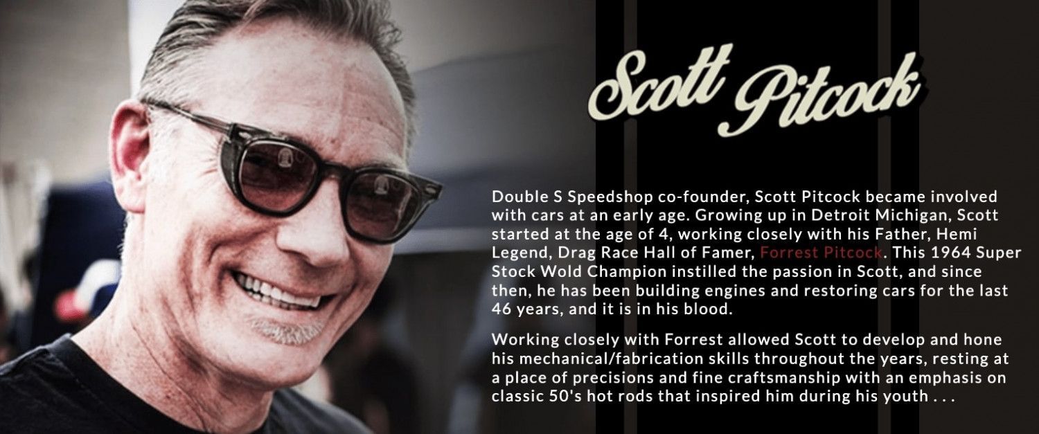 A man wearing sunglasses with the name scott pillock on the bottom