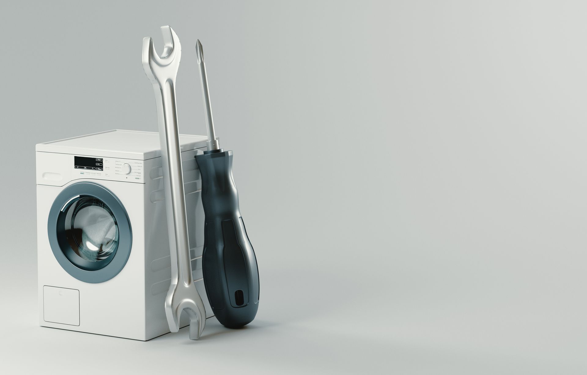 Affordable Appliance Repair ad with wrench logo, technician, and call/text phone number 707-795-8833