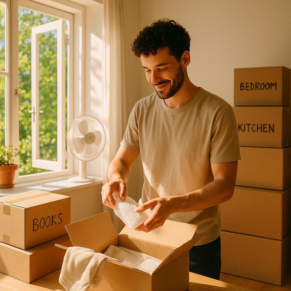 Boxes being prepared for storage in warm weather