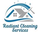 Radiant Cleaning Services logo with blue house, roofline, stars, and broom icon