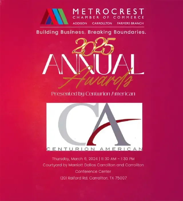 Metrocrest Chamber 2025 Annual Awards event promotional graphic