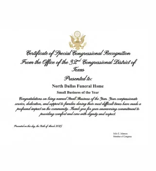 Congressional Small Business of the Year recognition certificate
