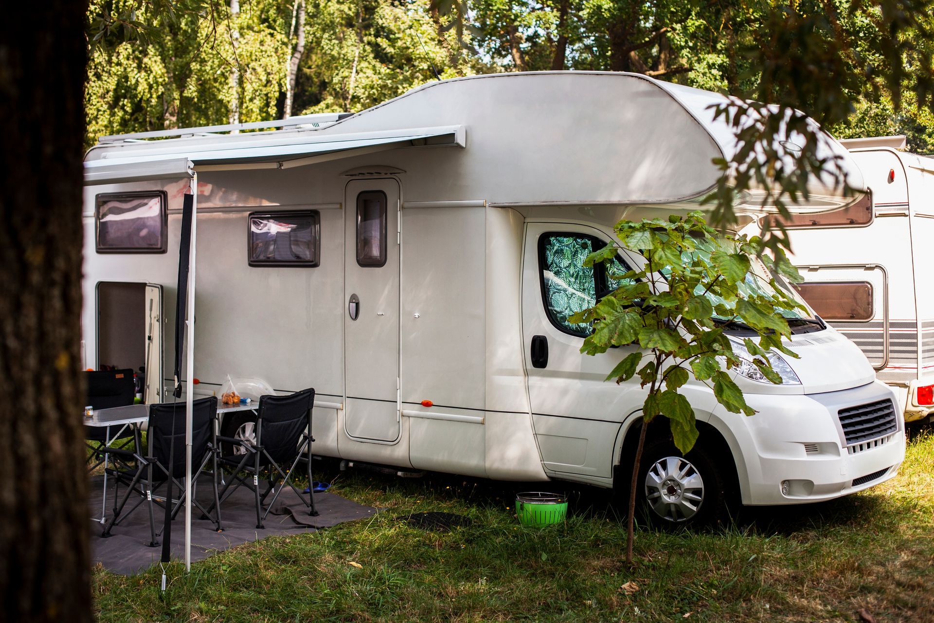 RV camper in outdoor setting