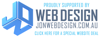 A blue logo for jonwebdesign.com.au