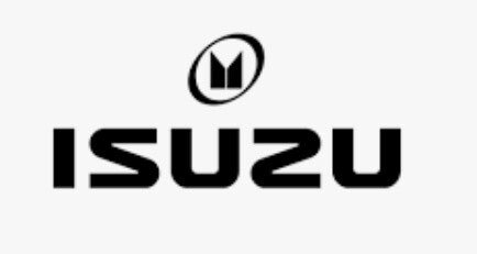 A black and white isuzu logo on a white background